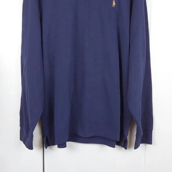 Polo Ralph Lauren Navy Blue Q-Zip Estate Rib Luxe Neutral Sweater Preppy Sz.XL